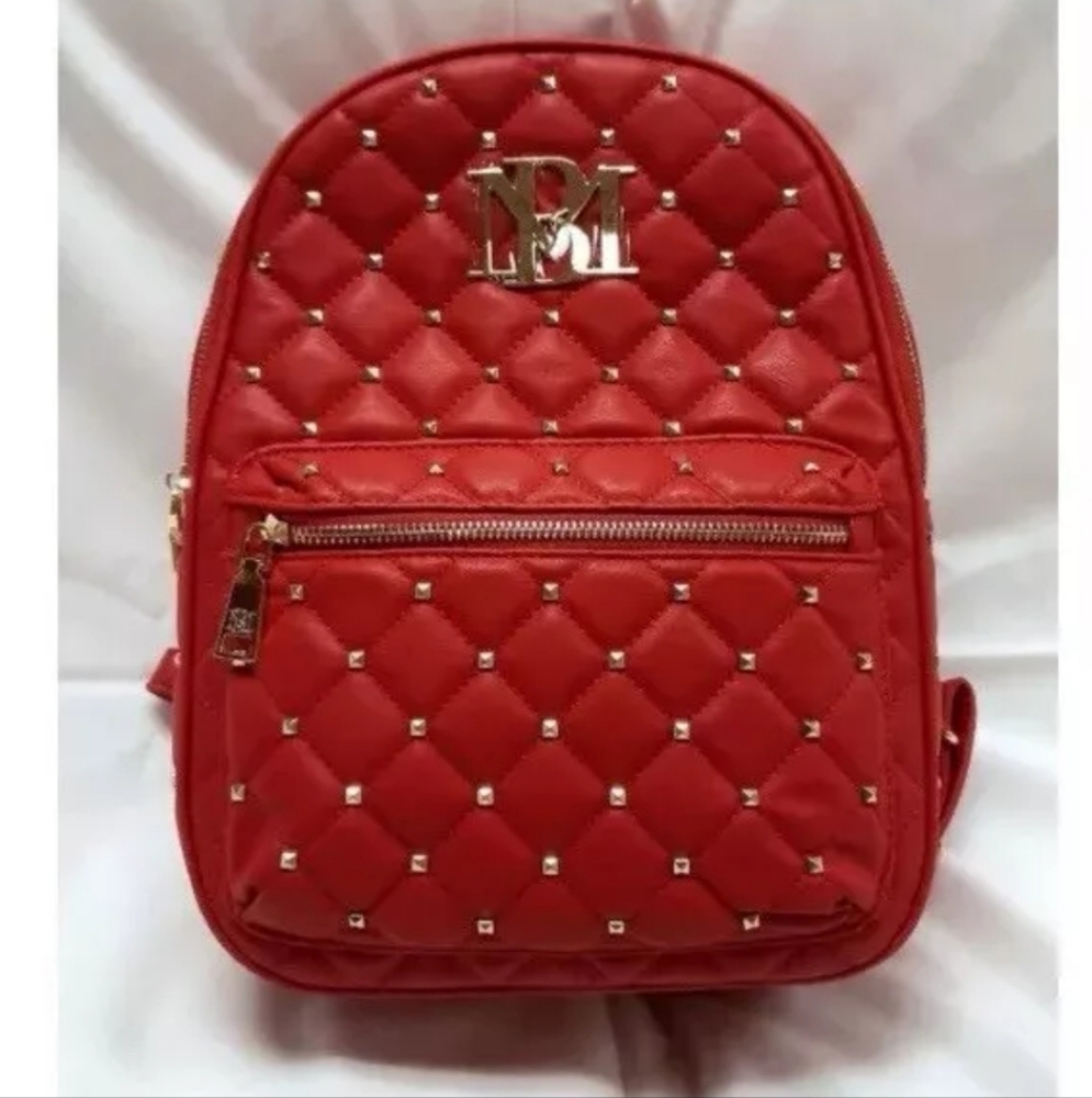 NWT Badgley Mischka Red Quilted Backpack